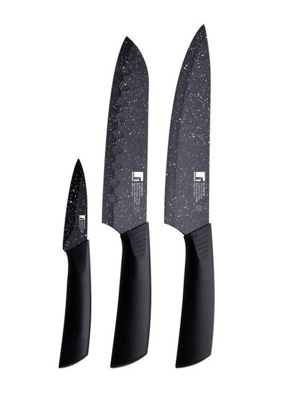 

Bergner 3-Piece Bergamo Stainless Steel Knife Set, Black