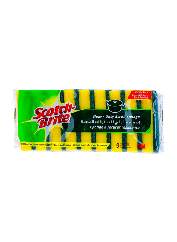 

Scotch Brite 3M Heavy Duty Scrub Sponges Family Pack, Yellow/Green, 9 Pieces