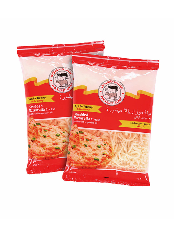 

The Three Cows Shredded Mozzarella Cheese, 2 Pieces x 200g