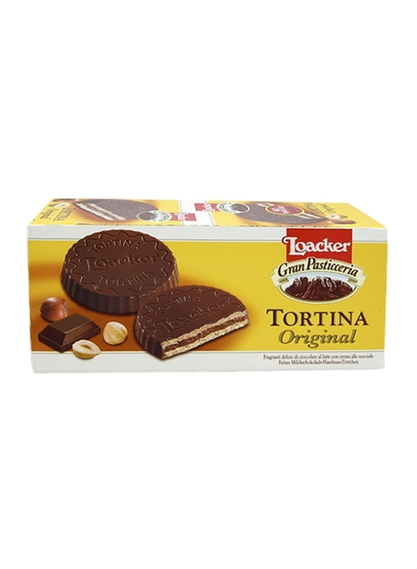 Loacker Original Tortina Chocolate Coated Wafers Filled with Fine Hazelnut Cream, 24 Packs x 21g