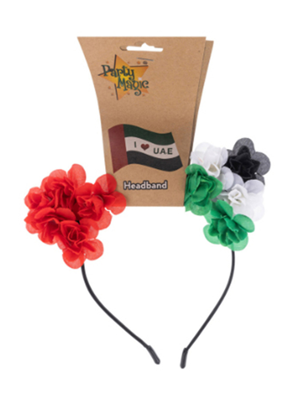 

Party Zone UAE Headband with Flowers, Red/Green/White/Black