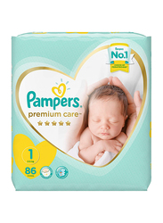 Pampers Premium Care, Size 1, Newborn, 2-5 kg, Jumbo Pack, 86 Count