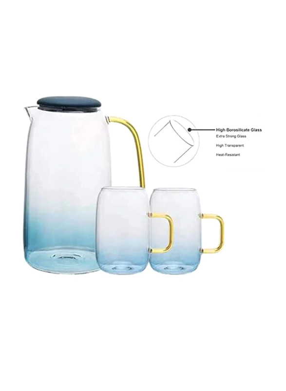 

Blackstone 1.5L Water Jug with 2 x 300ml Tumbler, Blue/Clear