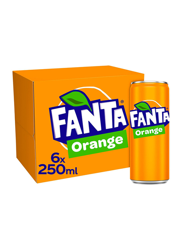 

Fanta Orange Carbonated Soft Drink, 6 Cans x 250ml