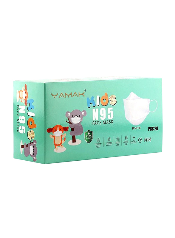 

Yamak N95 Kids Facemask, White, 20 Pieces