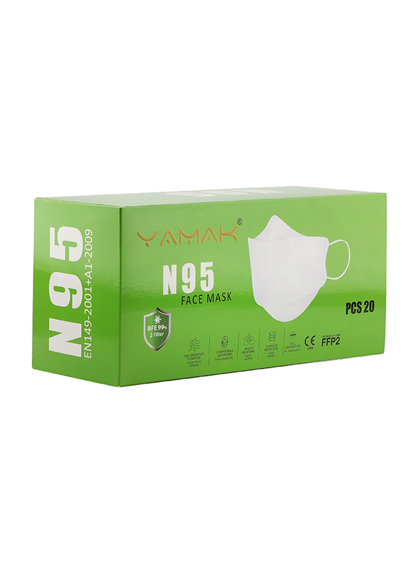 

Yamak 5 Layer N95 Facemask, White, 20 Pieces