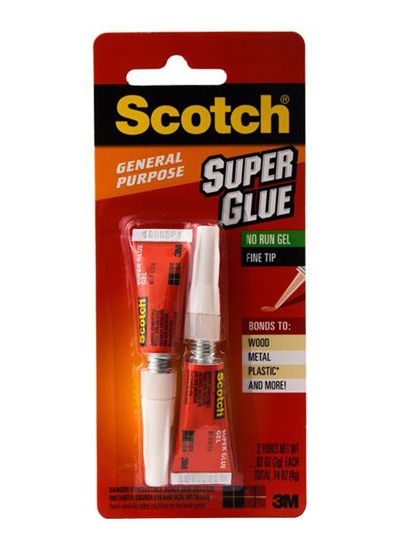 

3M Scotch AD112 Super Glue Gel, 2 gm, Pack of 2, Clear