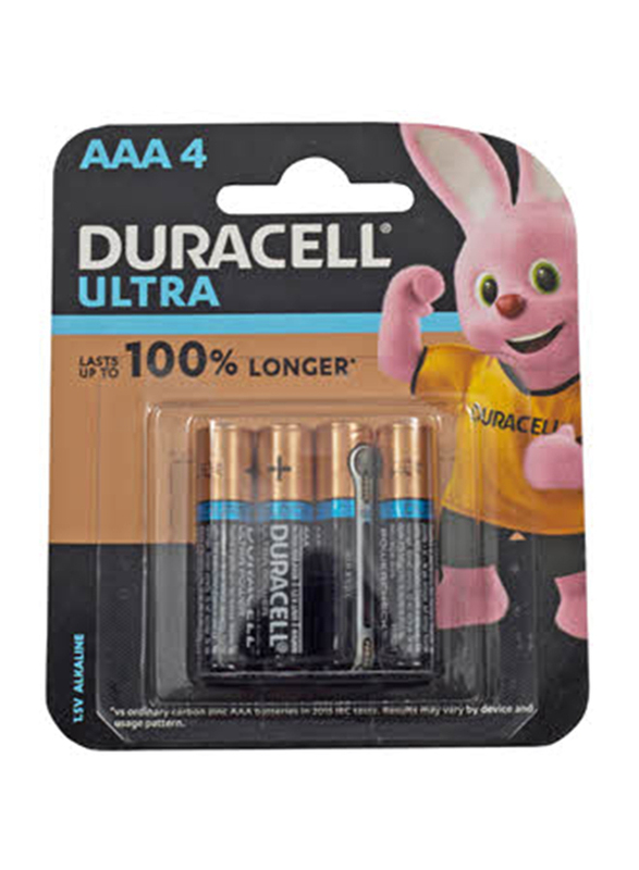 

Duracell AAA4 Ultra Alkaline Battery, 4 Pieces, Multicolour