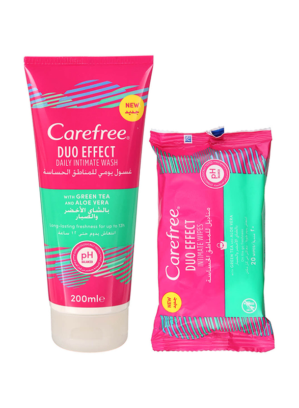 

Carefree Duo Effect Intimate Care Set with Wipes & Wash, 200ml + 20 Sheets