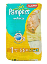 Pampers New Baby Diapers, Size 1, Newborn, 2-5 kg, Value Pack, 66 Count