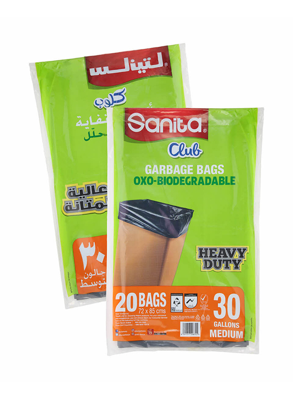 

Sanita Club Garbage Trash Bags, Medium, 20 Bags x 30 Gallons, 2 Pieces