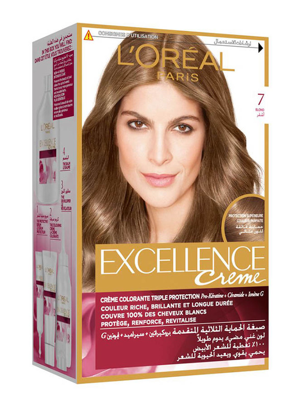 L'Oreal Paris Excellence Creme Hair Color, 7 Blonde, 172ml   - Dubai