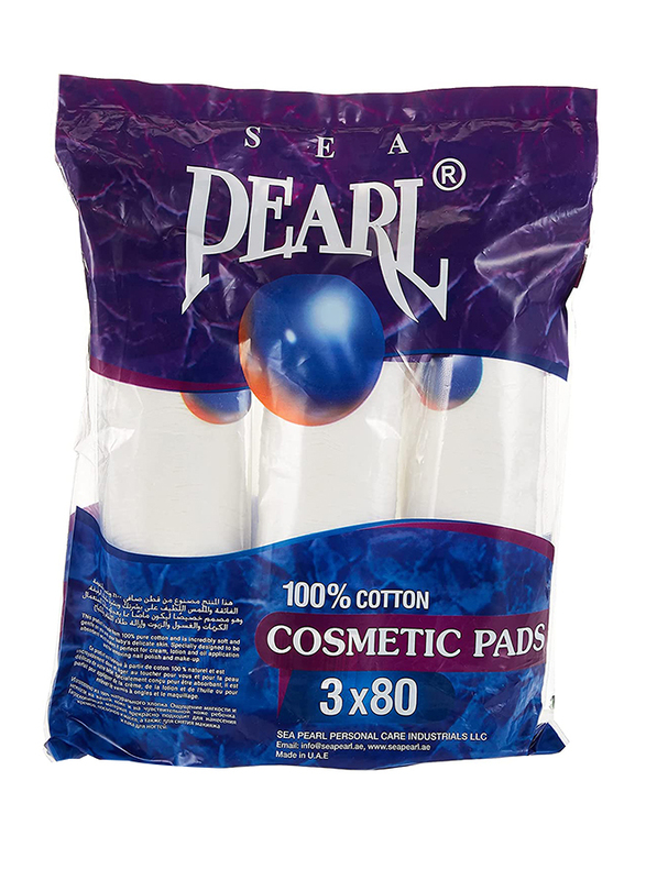 

Sea Pearl Cosmetic Cotton Pads, 3 x 80 Pieces