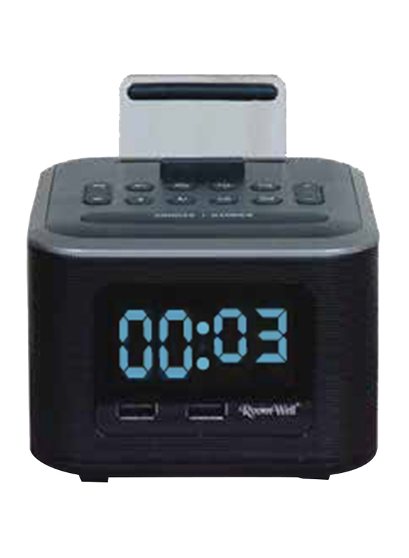 

Roomwell UK Wake & Play Charging Dock Station with Multi-Function Alarm Clock and Dual Port USB for Mobile Phones/Tablets, Black