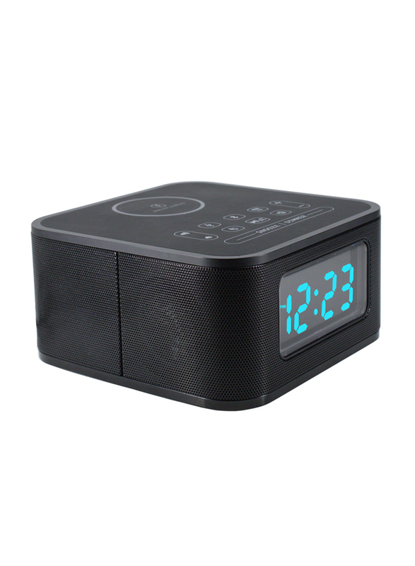 Roomwell UK Wireless Charger with Digital Alarm Clock, Radio and Bluetooth for Mobiles/Tablets, Black