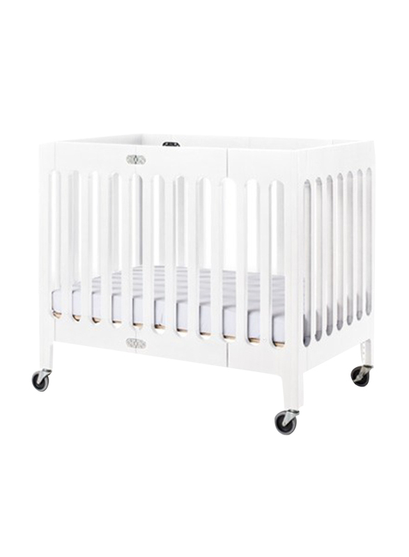 Foundations USA Boutique Wooden Compact Foldable Crib, Matte White