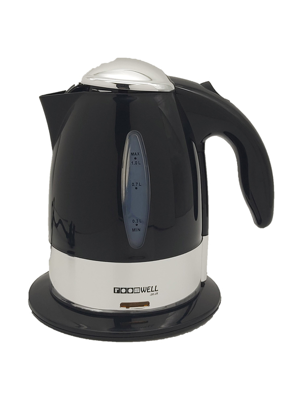 Roomwell UK 1L Retro ABS Electric Kettle, 1850-2200W, EKRE 4116, Black