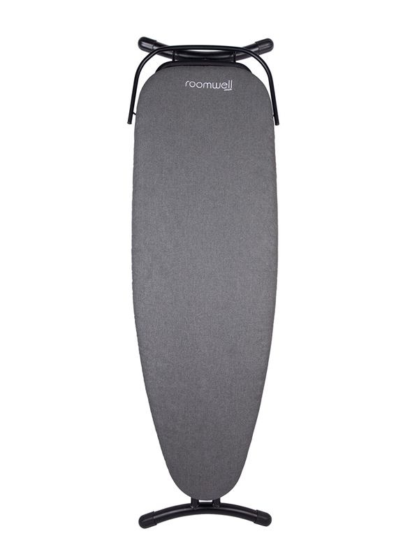 Roomwell UK Compact Heat Resistant Ironing Board with RETRACT Iron rest, Dark Grey