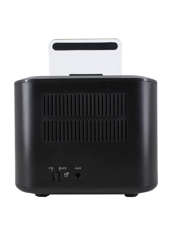 Roomwell UK Wake & Play Charging Dock Station with Multi-Function Alarm Clock and Dual Port USB for Mobile Phones/Tablets, Black