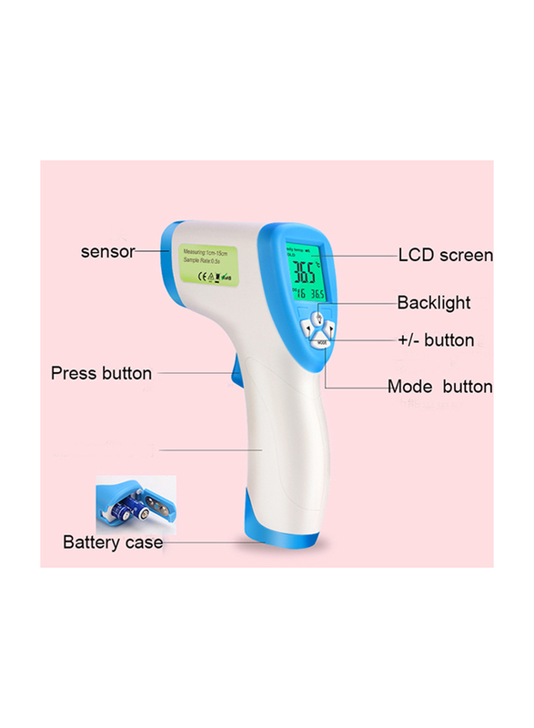 Health Essentials Infrared Thermometer Medical Forehead for Baby Kids and Adults, Blue/White