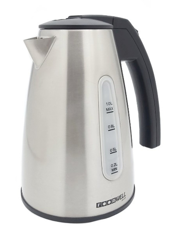 Roomwell UK 1L Regent Stainless Steel Electric Kettle, 1500W, EKRE 4118, Silver