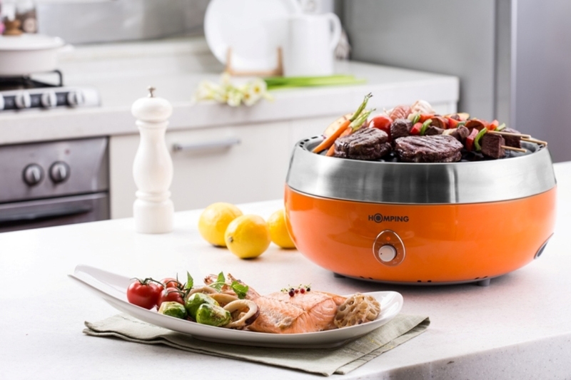 Homping Smokeless Charcoal Grill, Orange-528205, Orange