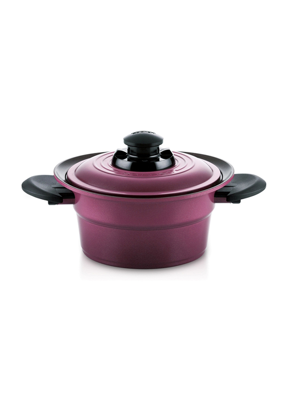 Roichen 2.7 Ltr Round Ceramic Smart Pot Casserole, 1.53 Kg, 56.5x25x13cm, Violet