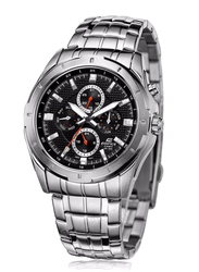 Casio Edifice Analog Watch for Men with Stainless Steel Band, Water Resistant and Chronograph, EF328D1A, Silver-Black
