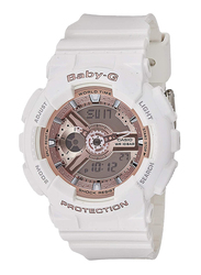 Casio Baby G Analog/Digital Watch for Women with Plastic Band, Water Resistant, BA1107A1, White-Rose Gold