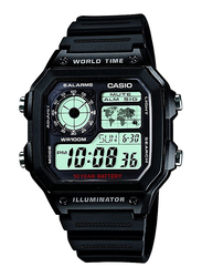 Casio Digital Watch for Men with Resin Band, Water Resistant, AE1200WH1AVDF, Black