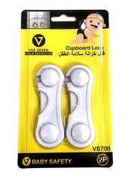 Vee Seven Child Protective Cupboard Lock, 2 Pieces, White