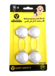 Vee Seven Child Protective Multi Purpose Lock, Short, 2 Pieces, White