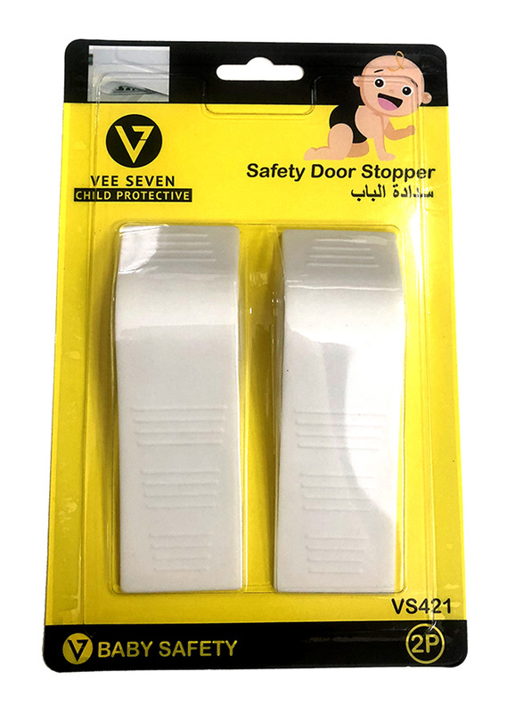 Vee Seven Child Protective Safety Door Stopper, 2 Pieces, White