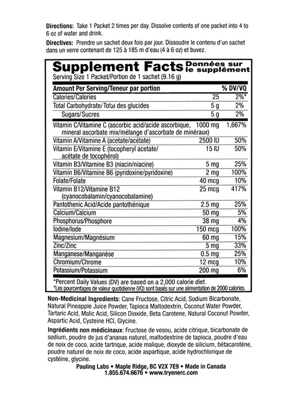 Ener-C Vitamin C Pineapple Coconut Multivitamin Drink Mix, 1,000mg, 30 Sachets, 274.8gm