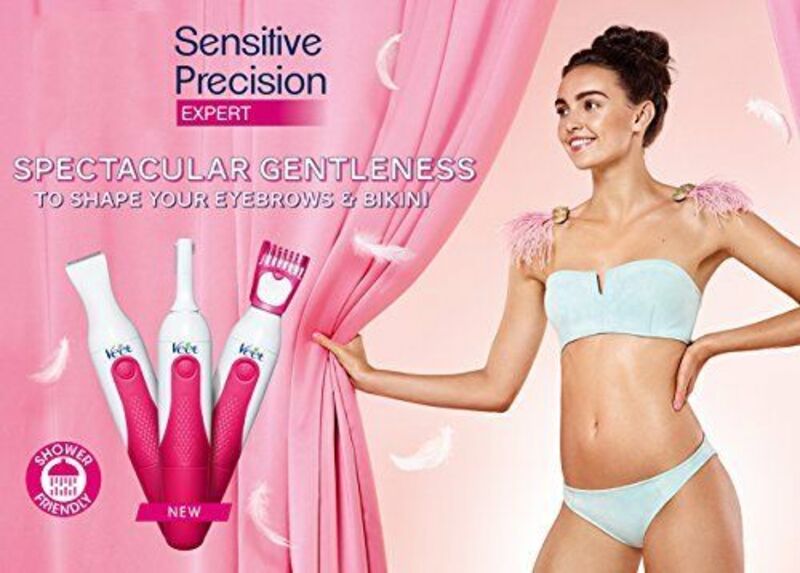 Veet Sensitive Precision Expert Beauty Styler Trimmer for Women, 1 Gadget + 7 Accessories, White