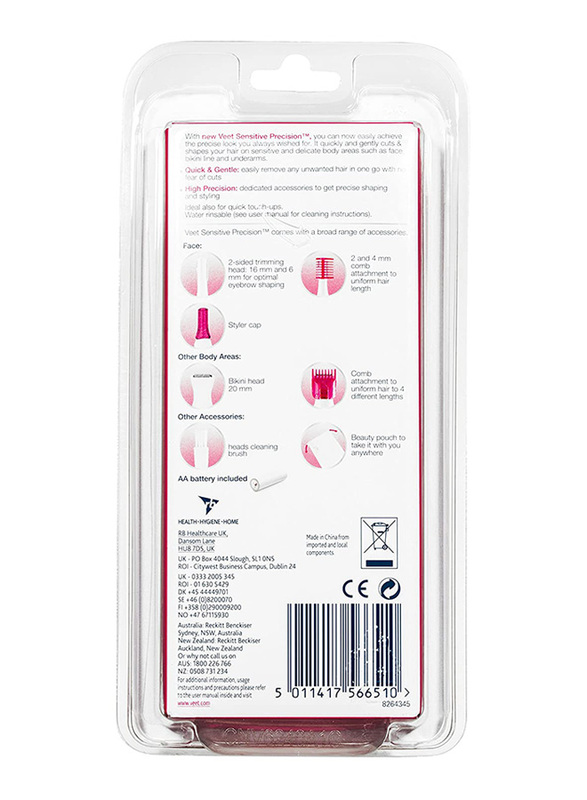 Veet Sensitive Precision Beauty Styler Trimmer for Women, 1 Gadget + 7 Accessories, White