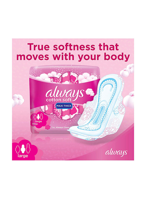 Always Maxi Thick Cotton Soft Sanitary Pads with Wings, Large, 60 Pads