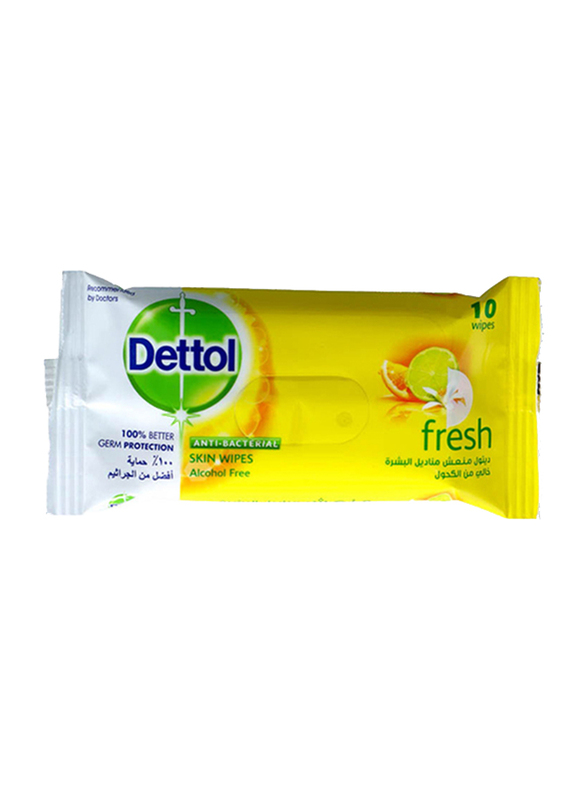 Dettol Fresh Anti-Bacterial Skin Wipes, 10 Sheets