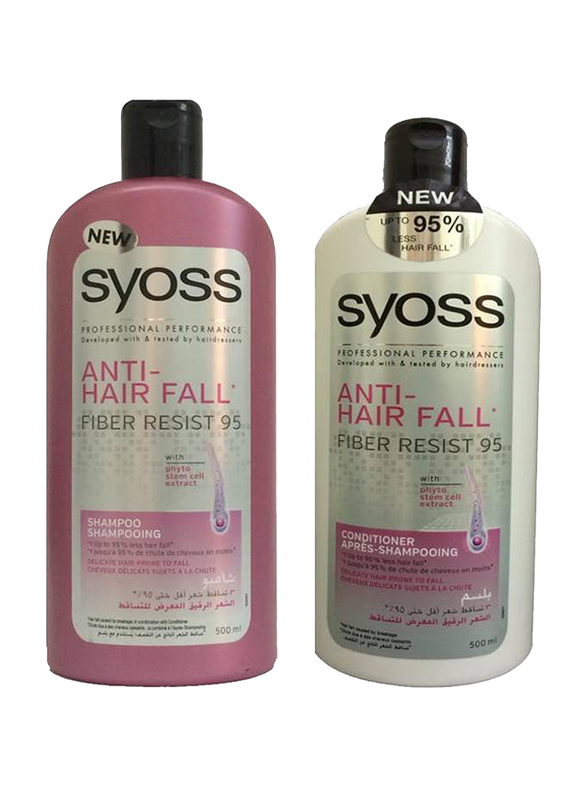Syoss Anti Hairfall Shampoo & Conditioner Set for Damaged Hair, 500ml, 2 Pieces