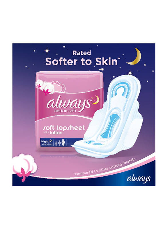 Always Cottony Soft Maxi Thick Night with Wings Sanitary Pads, 8 Pieces
