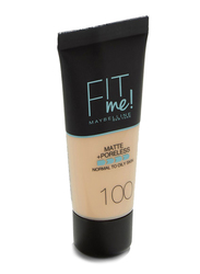 Maybelline New York Fit Me Foundation, 100 Warm Ivory, Beige