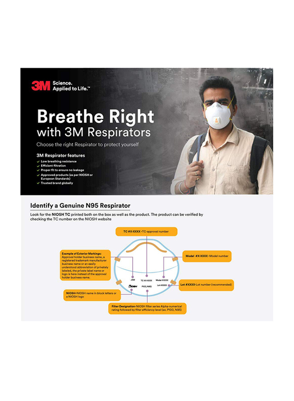 3M 8210 Particulate Respirator N95 Face Mask, 20 Pieces