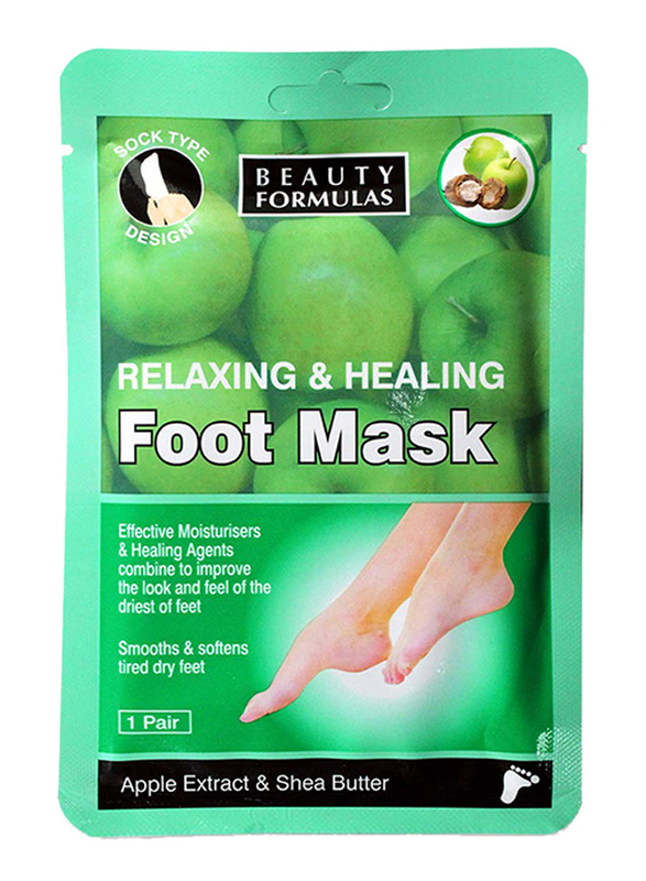 Beauty Formulas Relaxing & Healing Apple Extract & Shea Butter Foot Mask, 1 Pair