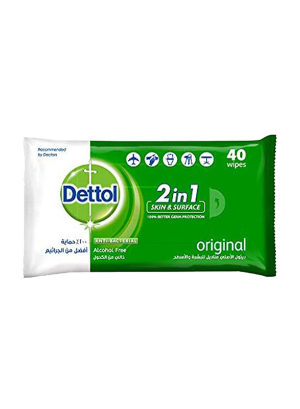 Dettol Original Anti-Bacterial Skin Wipes, 40 Sheets