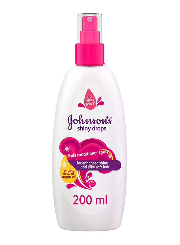 Johnson's 200ml Shiny Drops Kids Conditioner Spray, with Drop of Argan Oil for Kids