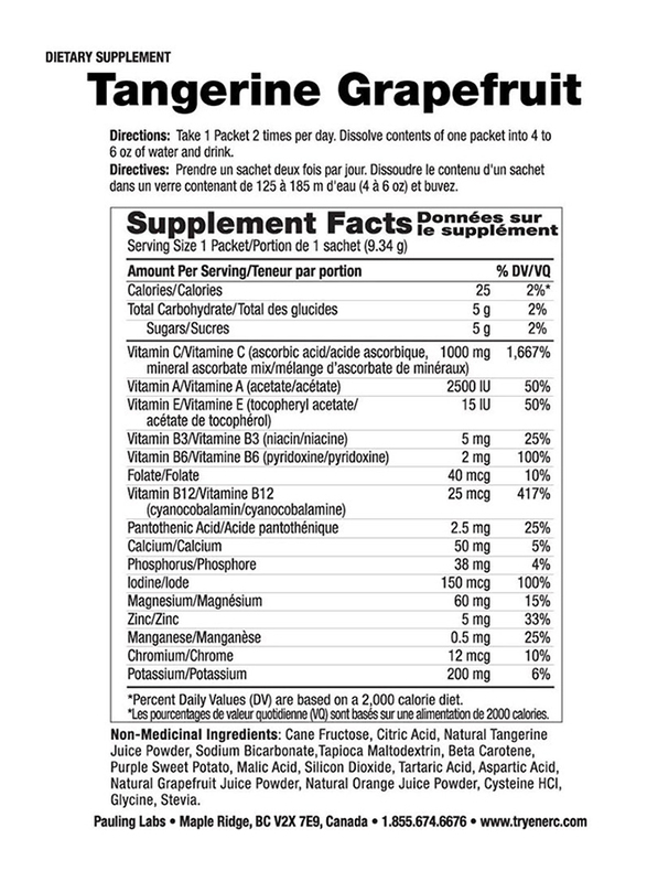 Ener-C Vitamin C Tangerine Grapefruit Multivitamin Drink Mix, 1,000mg, 30 Sachets, 274.8gm