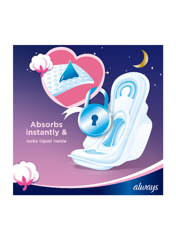 Always Cottony Soft Maxi Thick Night with Wings Sanitary Pads, 8 Pieces