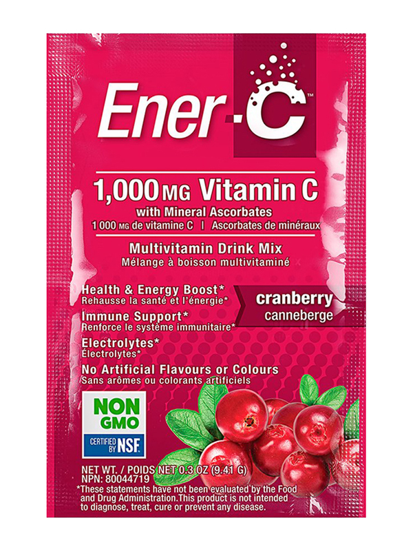 Ener-C Vitamin C Cranberry Multivitamin Drink Mix, 1,000mg, 30 Sachets, 274.8gm