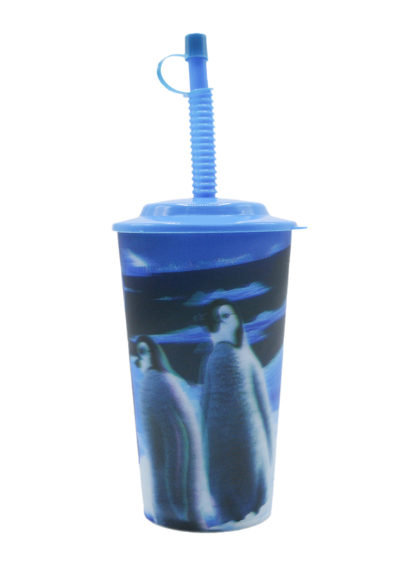 

Al Hoora 560ml Kids Design Plastic Cup with Straw & Cover, BR18261BB, Blue