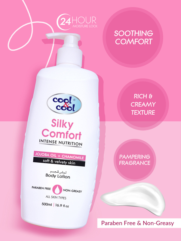 Cool & Cool Silky Comfort Body Lotion Set, 500ml + 250ml, 2-Pieces